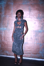 Load image into Gallery viewer, Olive Ruched Suede Dress