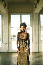 Load image into Gallery viewer, Olive Ruched Suede Dress