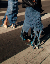 Load image into Gallery viewer, RUCHED DENIM MIDI SKIRT