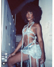 Load image into Gallery viewer, RUCHED DENIM MINI SKIRT