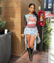 Load image into Gallery viewer, RUCHED DENIM MINI SKIRT