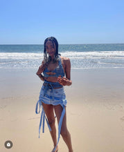 Load image into Gallery viewer, RUCHED DENIM MINI SKIRT