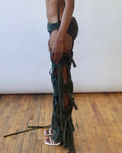 Load image into Gallery viewer, Olive Ruched Suede Trousers