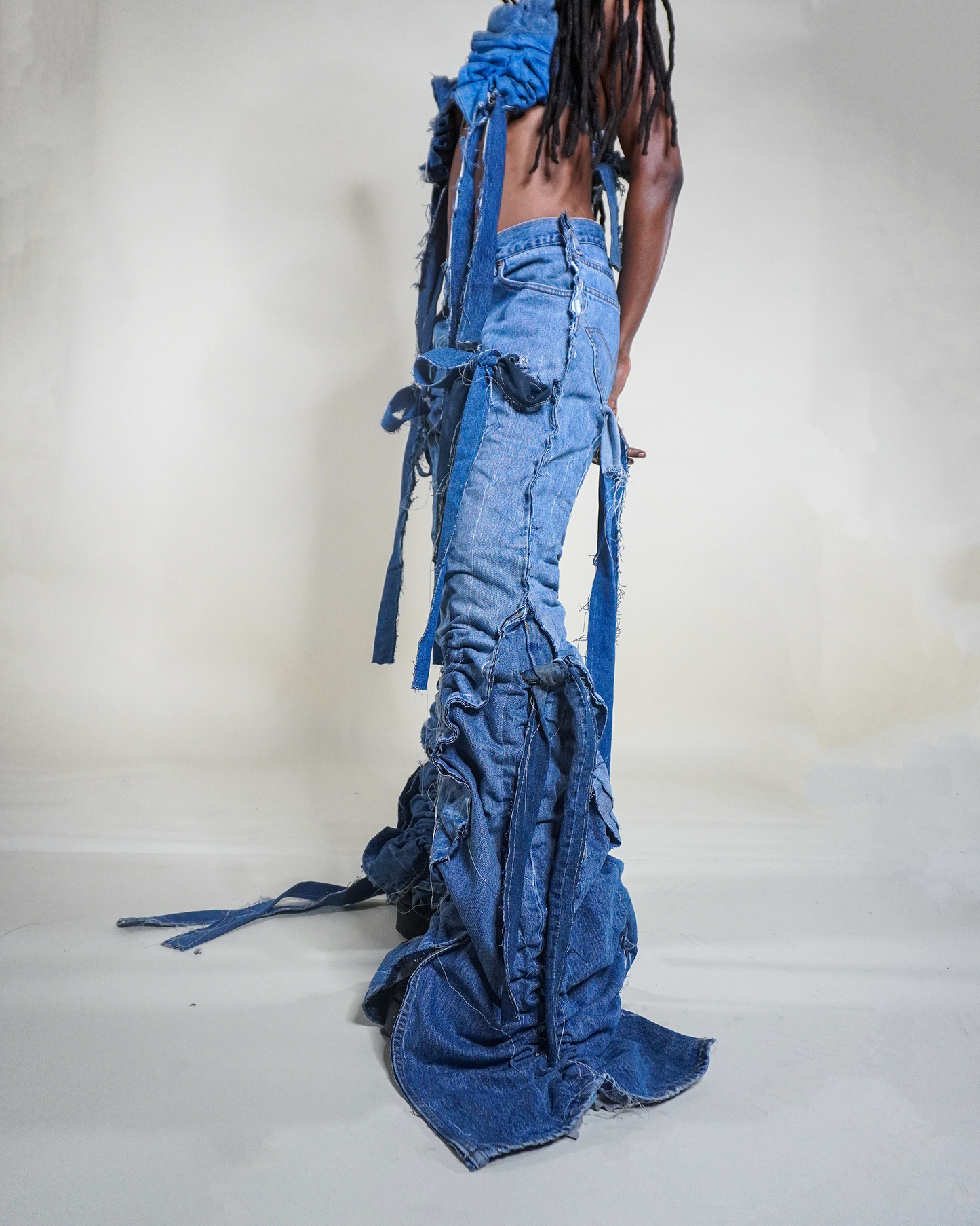Ruched Denim Trousers