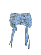 Load image into Gallery viewer, RUCHED DENIM MINI SKIRT