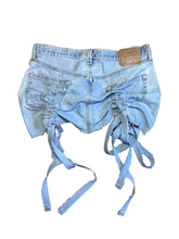 Load image into Gallery viewer, RUCHED DENIM MINI SKIRT