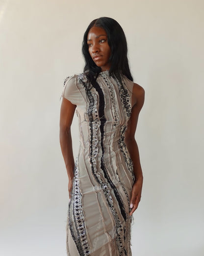 Two Tone Silk Maxi Dress