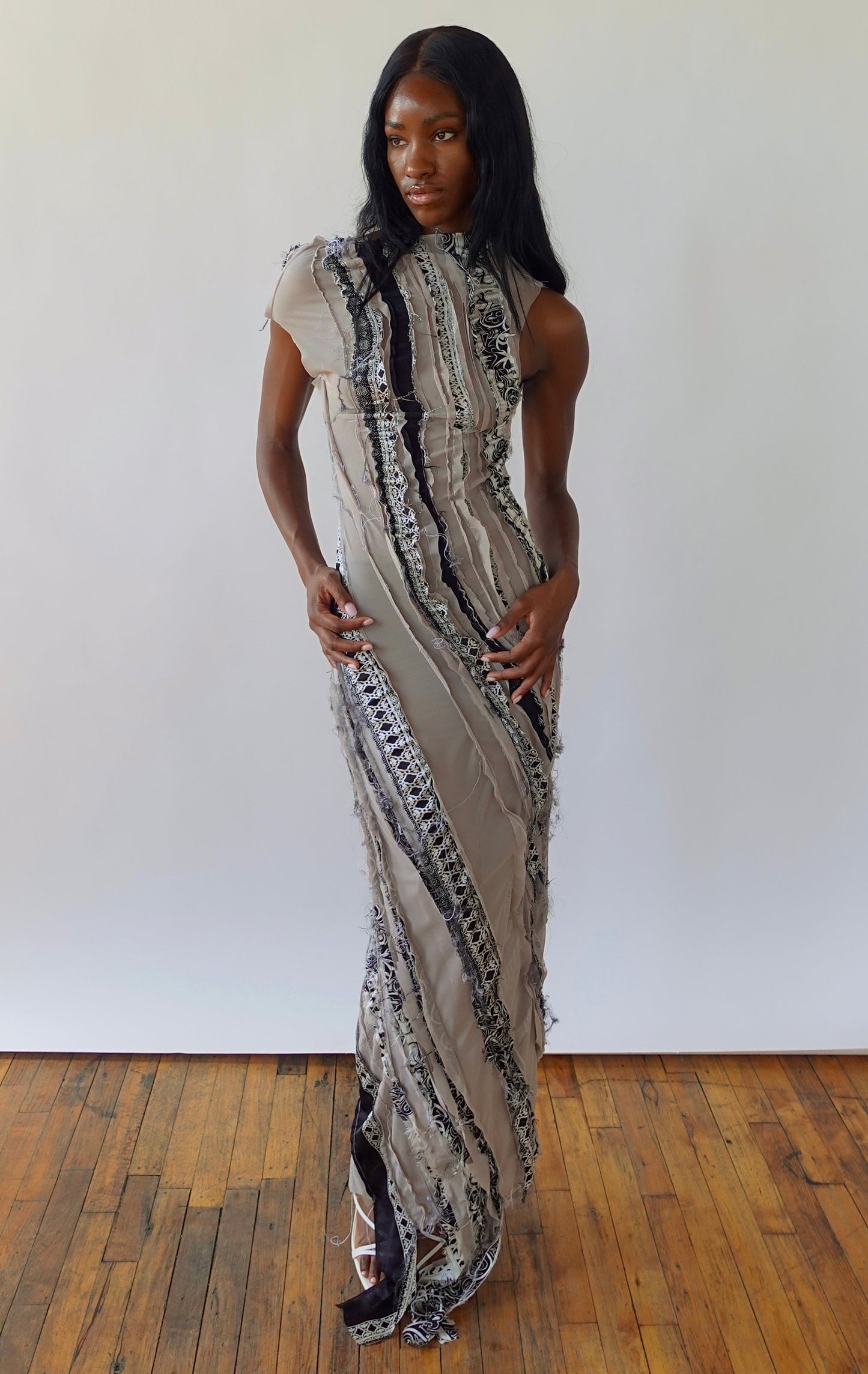 Two Tone Silk Maxi Dress