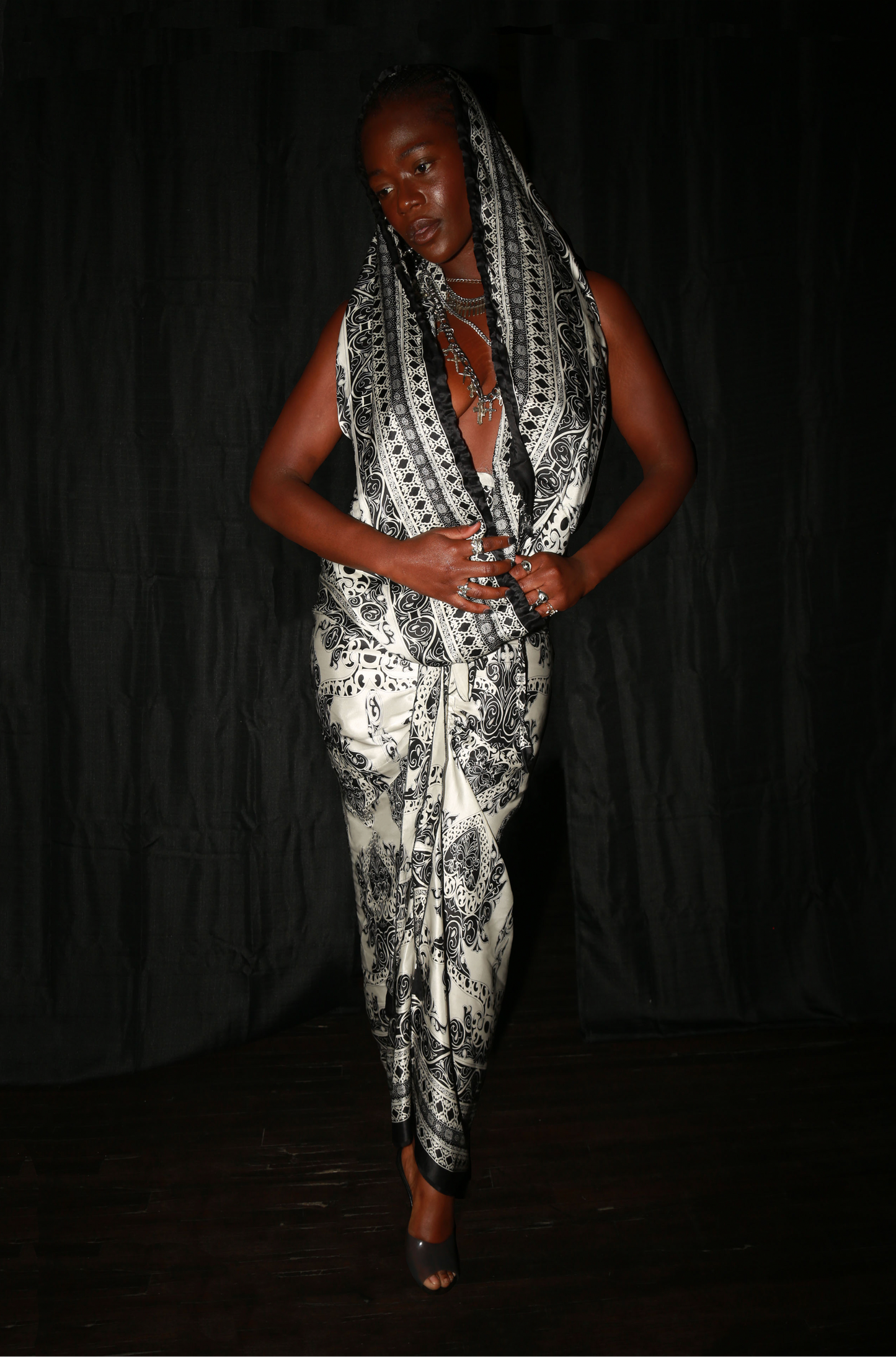 Ruched Silk Skirt