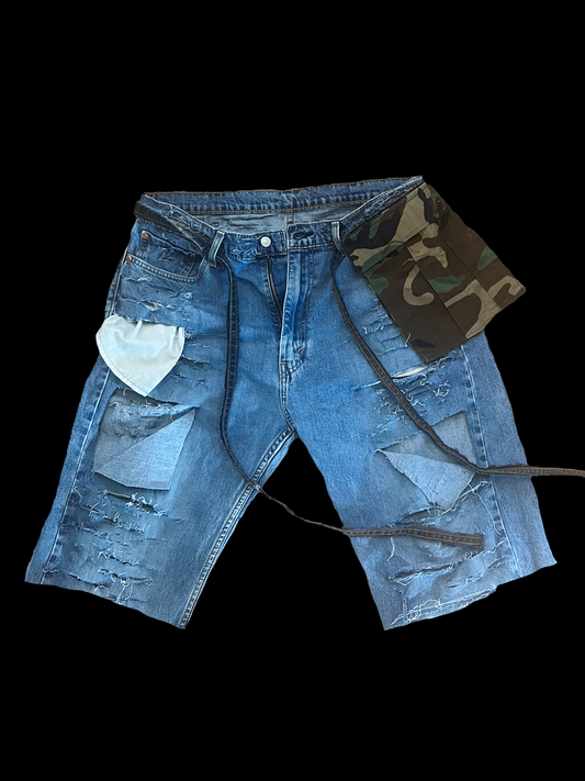 Denim Shorts w/ Cargo Pocket Belt