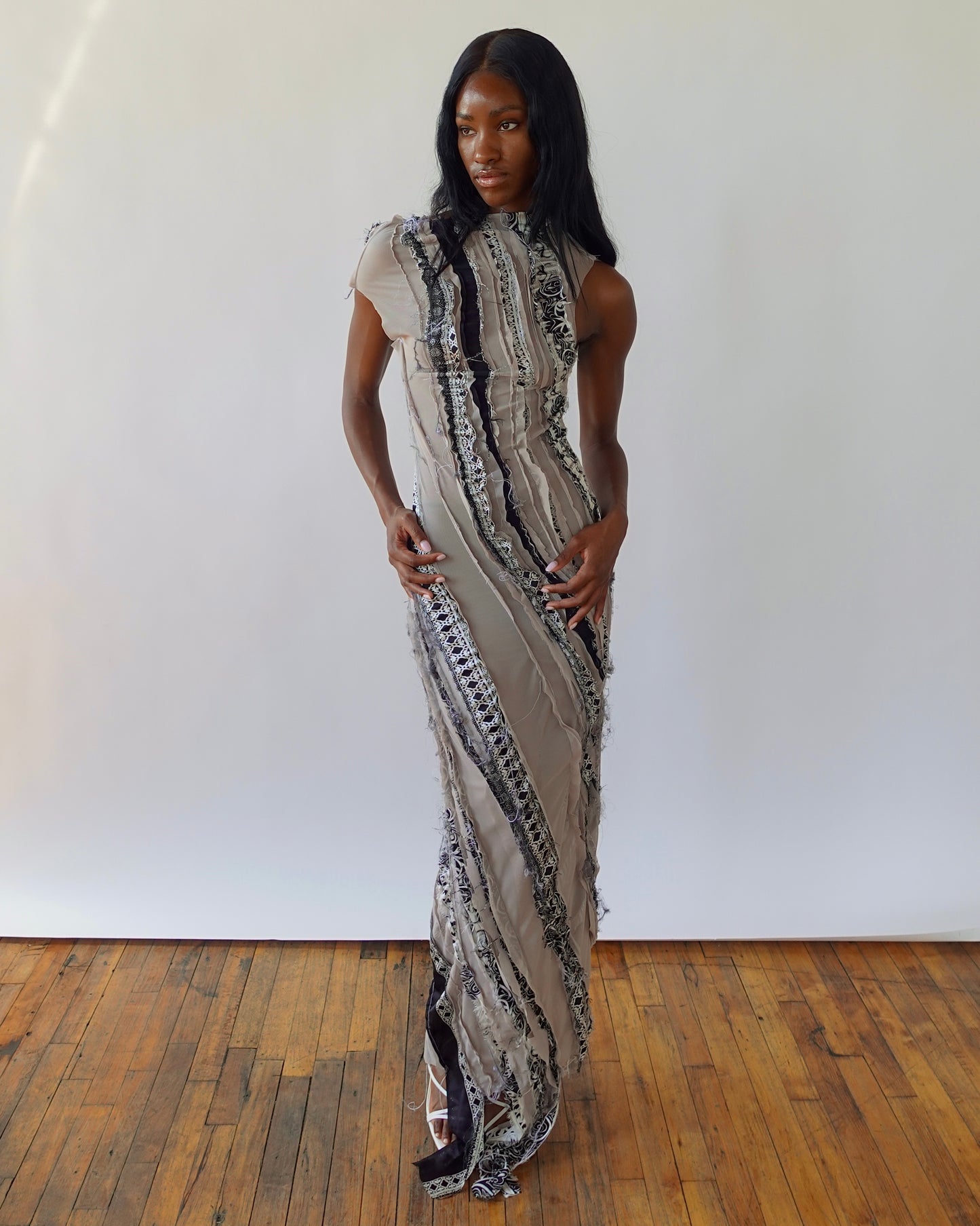 Two Tone Silk Maxi Dress