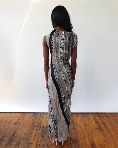 Two Tone Silk Maxi Dress