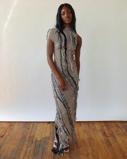 Two Tone Silk Maxi Dress