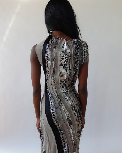 Two Tone Silk Maxi Dress