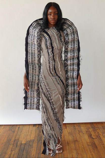 Two Tone Silk Maxi Dress