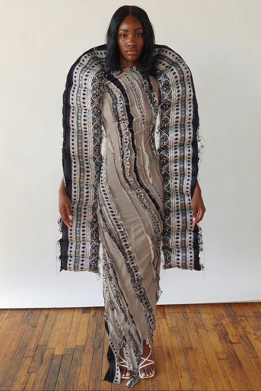 Two Tone Silk Maxi Dress