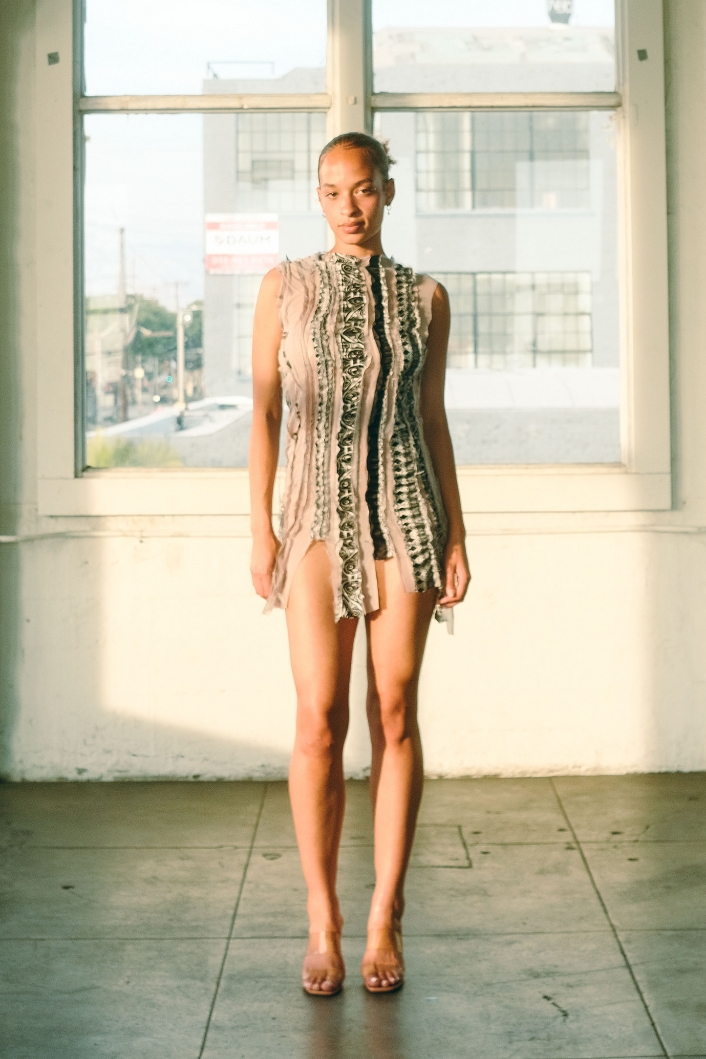 Two Tone Silk Mini Dress