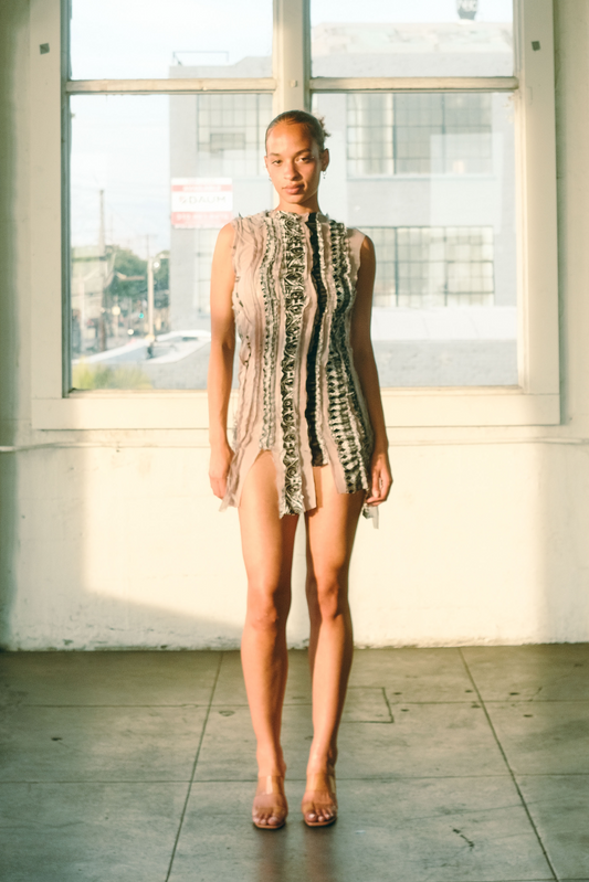 Two Tone Silk Mini Dress