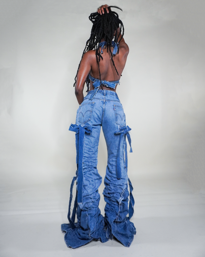 Ruched Denim Trousers