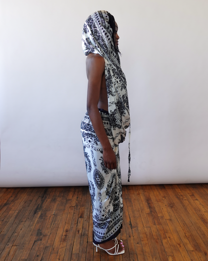 Ruched Silk Skirt