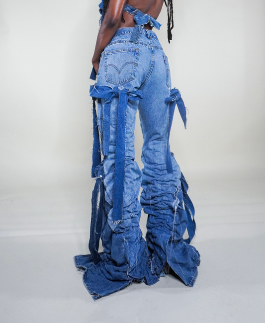 Ruched Denim Trousers